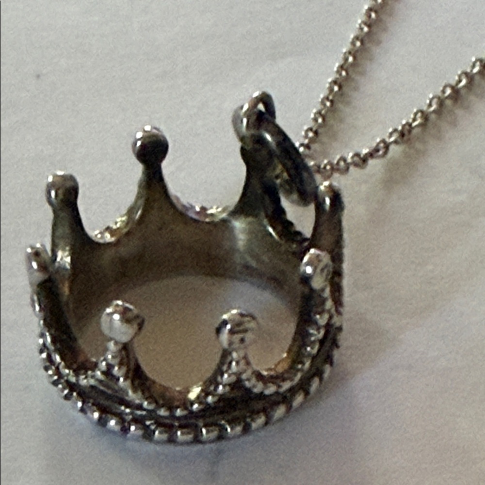 Tiffany & Co. 925 Silver Crown Pendant Necklace